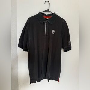 Harley Davidson Black Polo Shirt with Skull Size XL